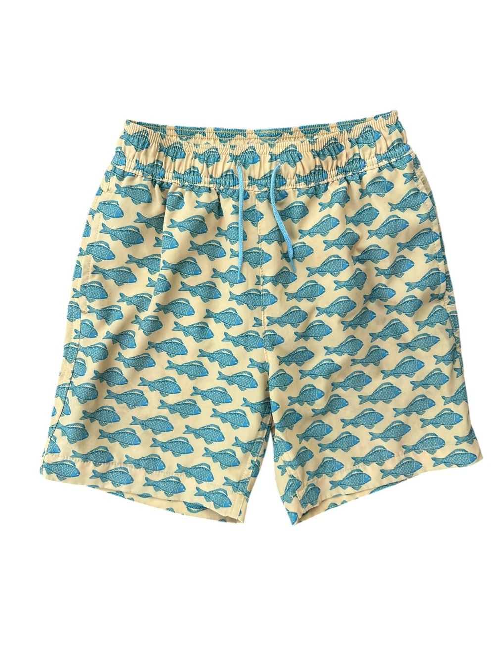 Boys J Crew Swim Trunks Yellow Fish Fishing Crewcuts Size 10 Years